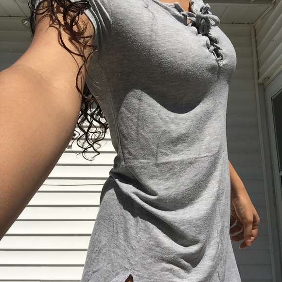 Gray Tie Top/beach cover up Dress - Picture 4 of 7